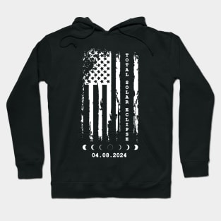 Total Solar Eclipse American Flag Distressed Hoodie